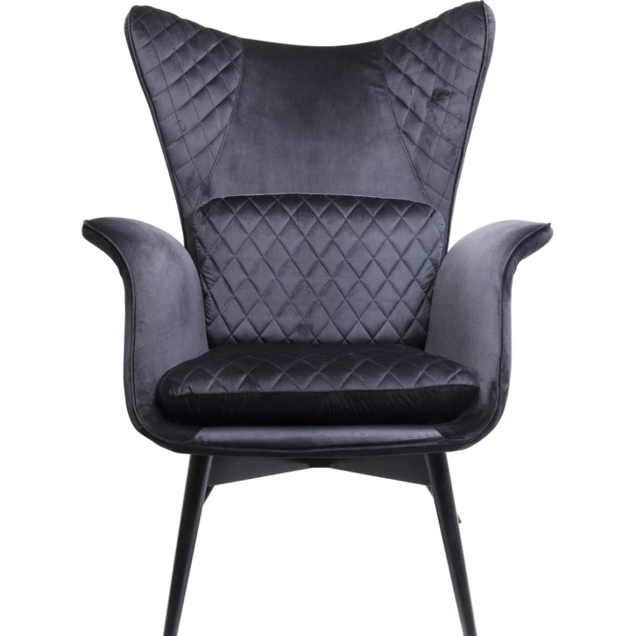 "KARE Design Tudor Velvet Armchair in Black – Luxurious Modern Lounge Chair"