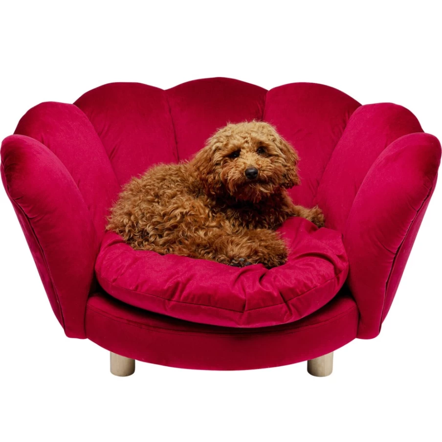 KARE Design Water Lily Pet Bed for Dogs and Cats - Soft Red Cushion Comfortable Sleeping Mat