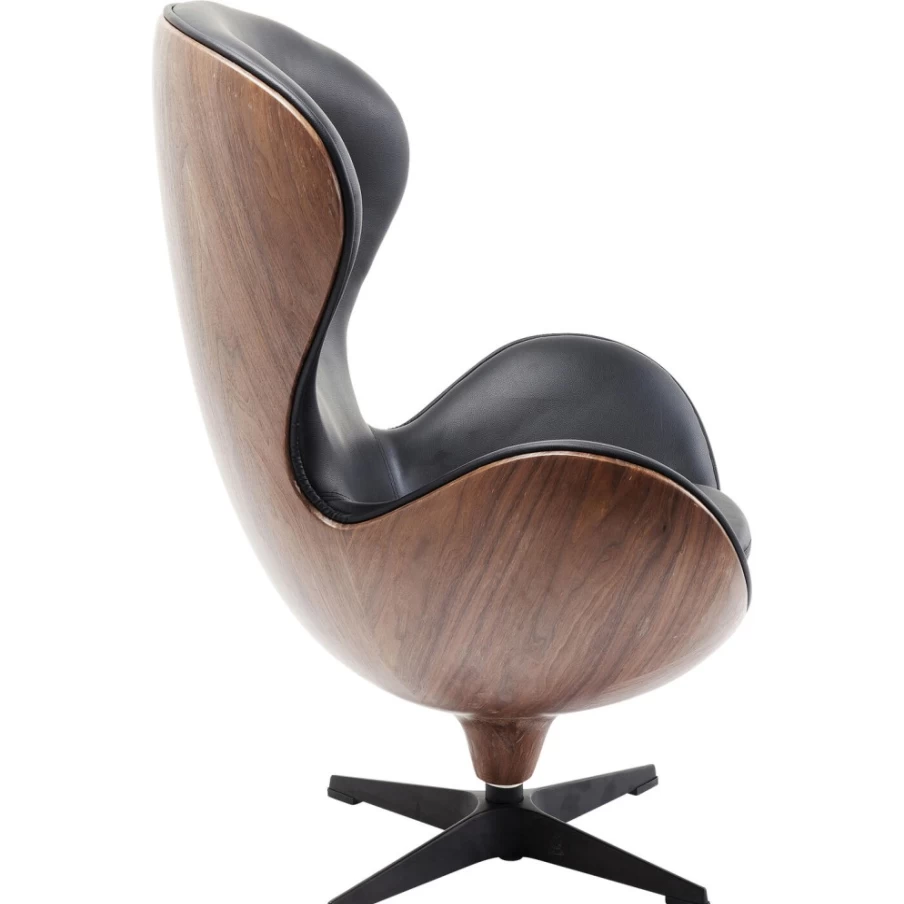 "KARE Design Swivel Lounge Chair in Black Walnut - Modern Rotating Armchair"