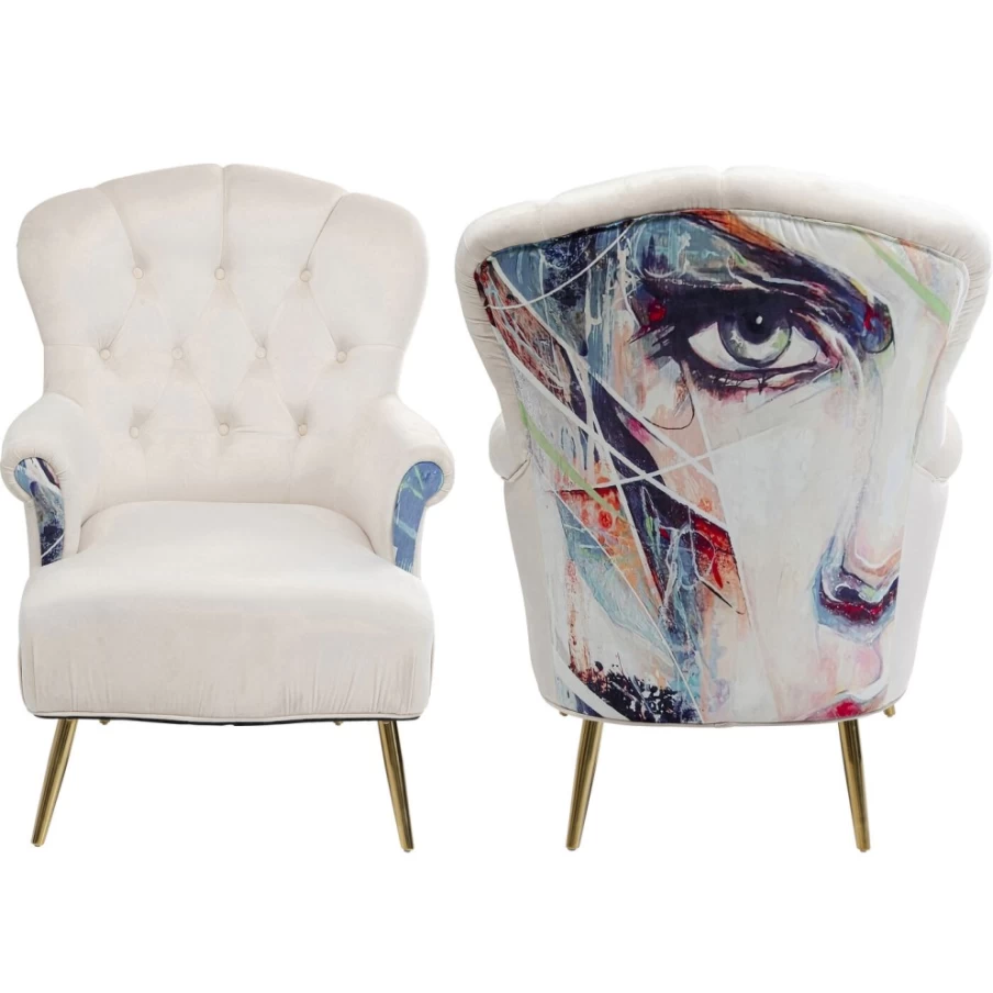 "KARE Design Modern Cream Armchair - Stylish Portrait Armchair for Living Room"