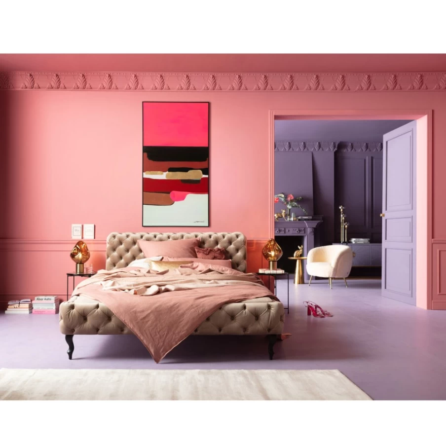 "KARE Design Modern Abstract Framed Art Print - Pink Geometric Shapes, 73x143cm Wall Decor"
