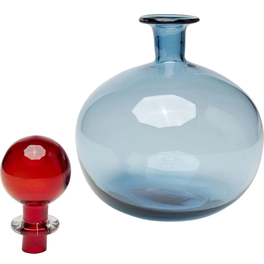 "KARE Design Blue Glass Bottle with Honeymoon Lid - 25 oz Capacity"