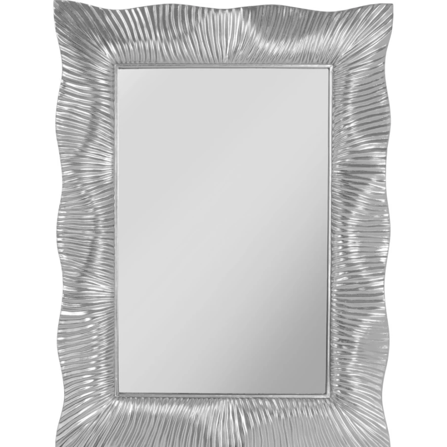 KARE Design Modern Wavy Silver Wall Mirror 94x124 cm - Elegant Decorative Mirror for Living Room & Bedroom