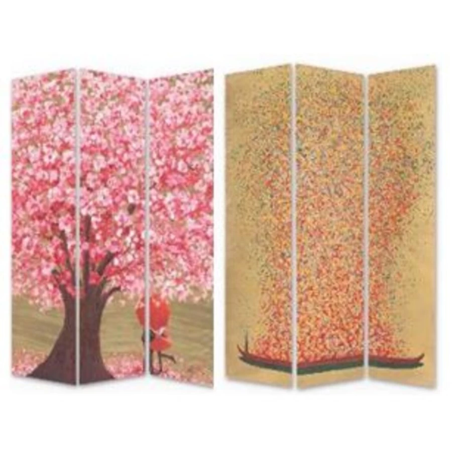 "KARE Design Modern Room Divider - Floral Couple & Flower Boat Pattern, 120x180 cm, Decorative Privacy Screen"
