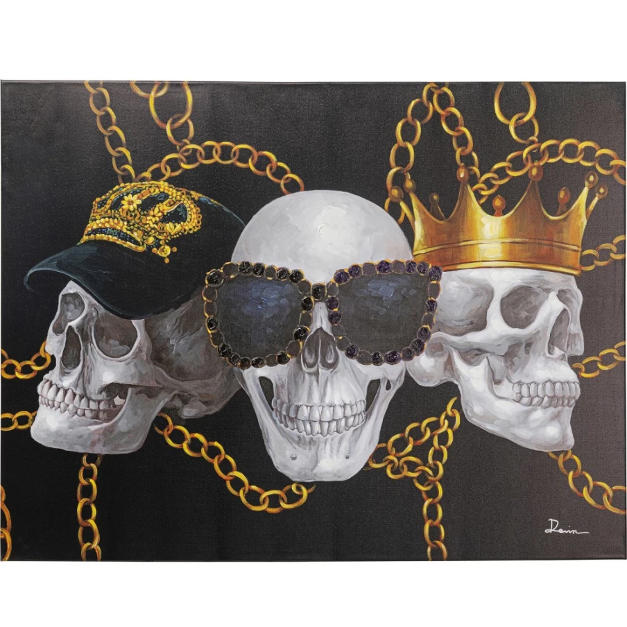 "KARE Design Canvas Wall Art - Skull Gang Print 120x90cm Modern Gothic Decor"