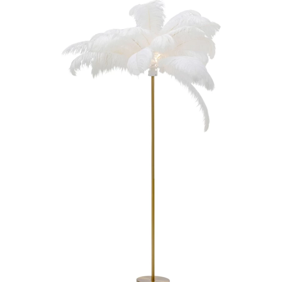 KARE Design Modern White Feather Palm Floor Lamp - 165cm Tall Elegant Lighting for Living Room