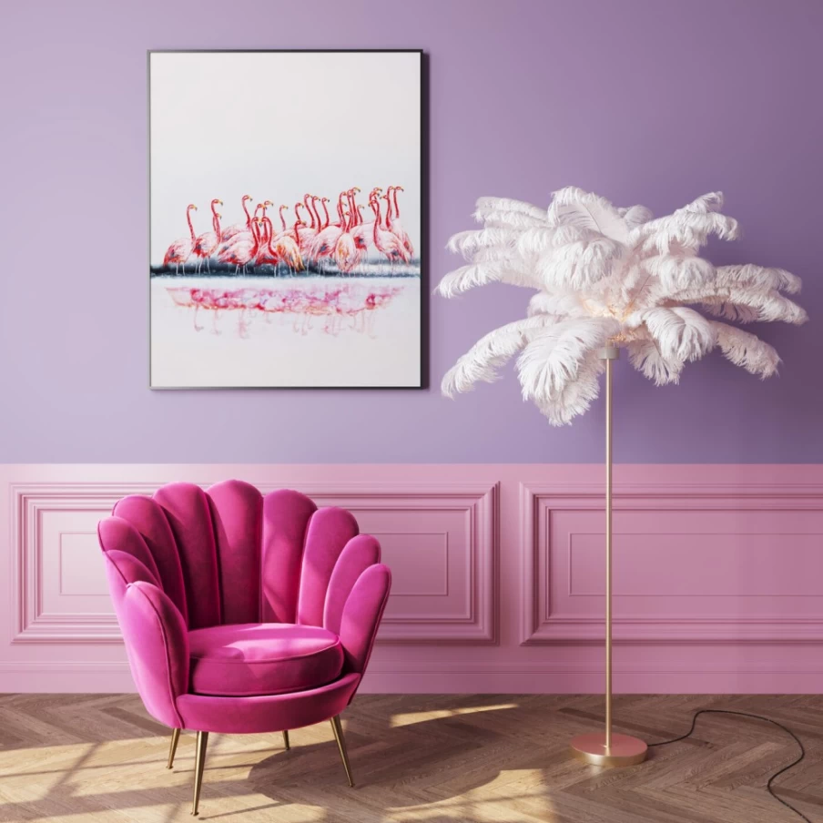 KARE Design Modern White Feather Palm Floor Lamp - 165cm Tall Elegant Lighting for Living Room