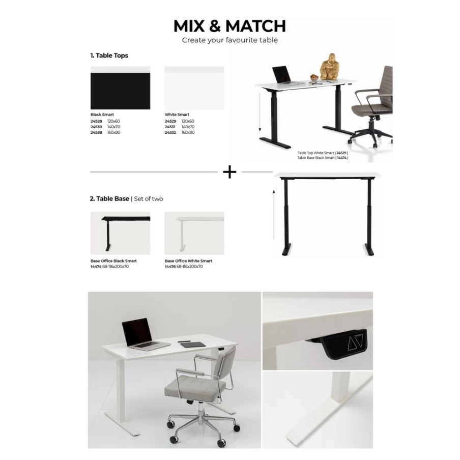 KARE Design Modern White Smart Table Top Tavola 160x80 cm for Office & Home Workspace