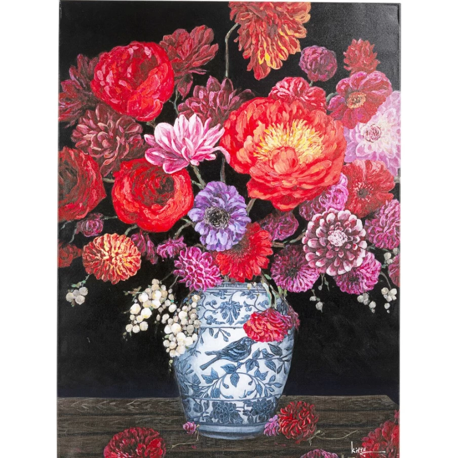 "KARE Design Modern Floral Canvas Art Picture - Touched Flower Explosion Wall Decor 90x120cm"