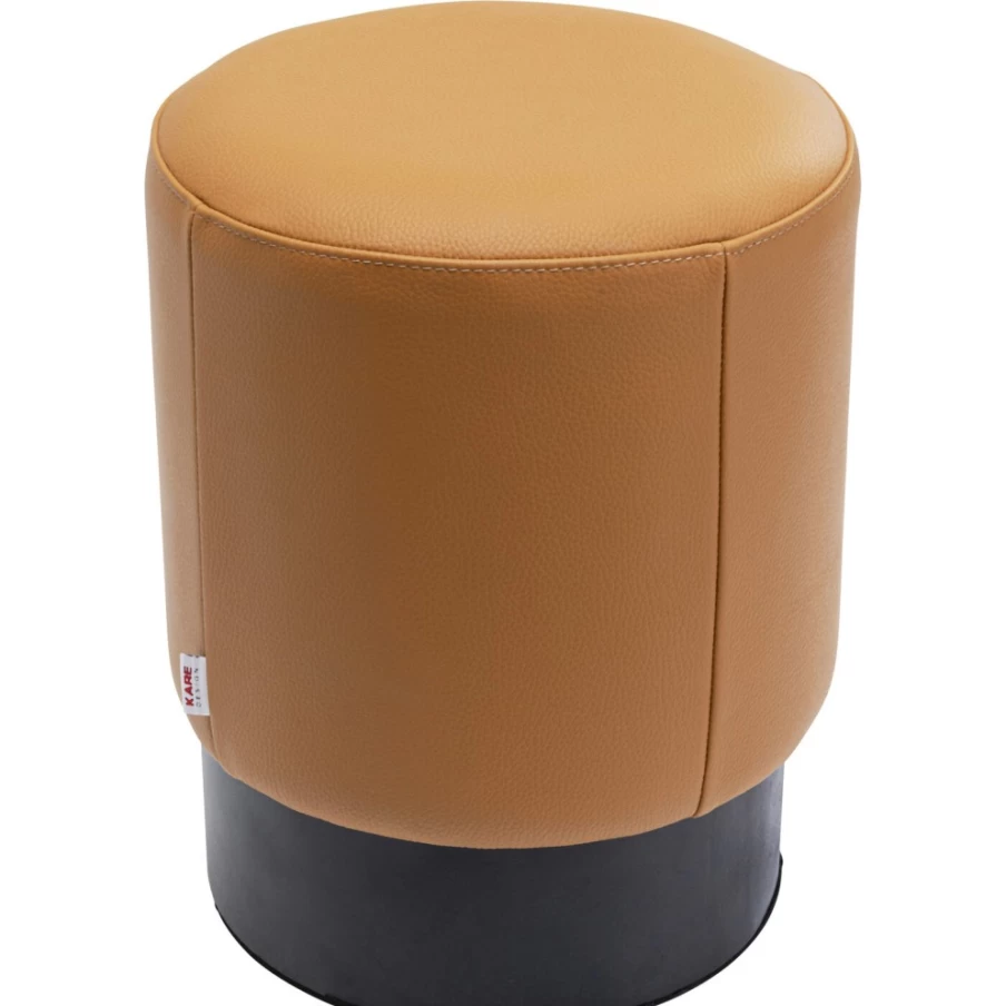 KARE Design Modern Cherry Brown Leather Stool - 36cm Height, Stylish Bar Stool for Home Decor