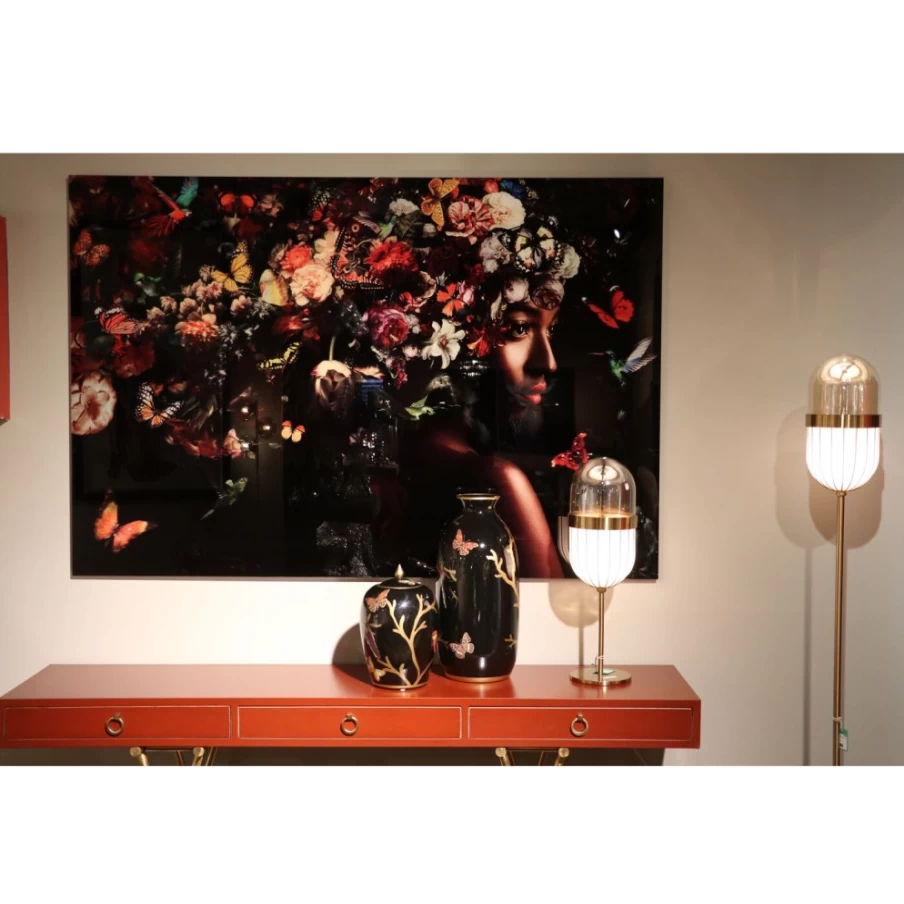 KARE Design Modern Floral Glass Wall Art - 150x100cm Elegant Flower Shoulder View Picture for Home Decor