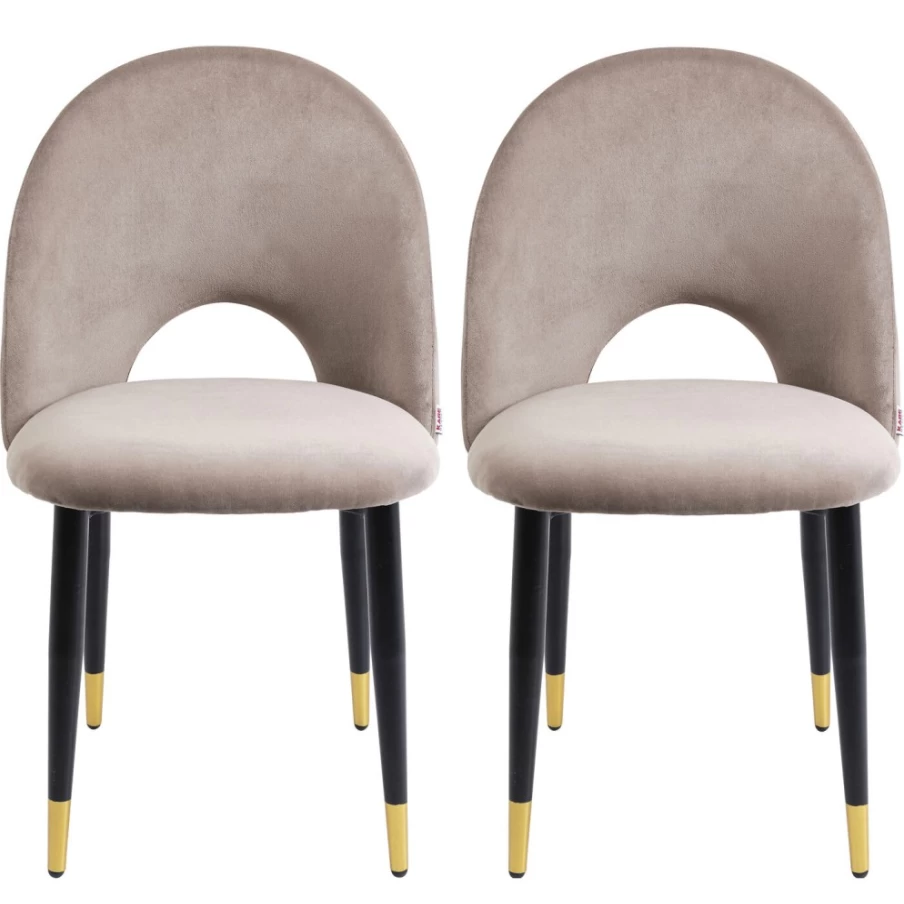 KARE Design Iris Velvet Taupe Dining Chairs - Set of 2 Modern Comfortable Seating