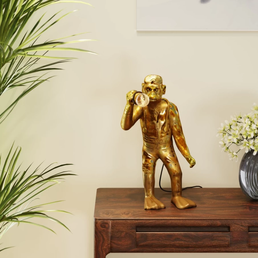 KARE Design Modern Monkey Table Lamp - 50cm Tall Animal Sculpture Lighting for Home Decor