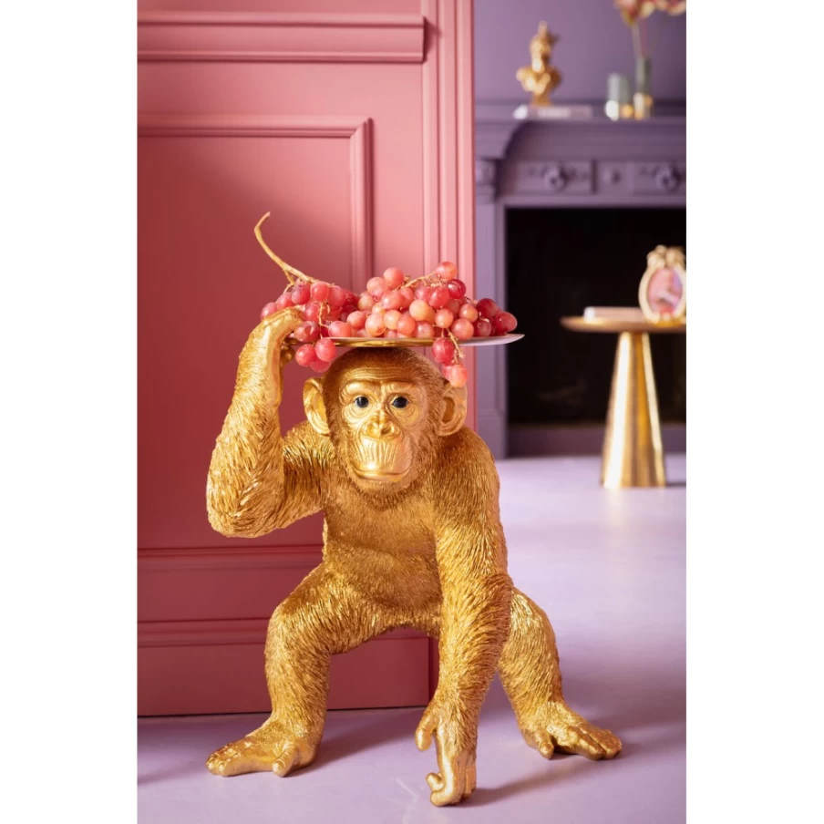KARE Design Modern Gold Butler Chimpanzee Figurine - 52cm Decorative Statue for Home & Garden