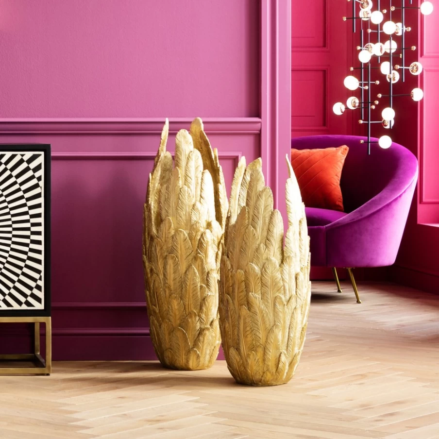 "KARE Design Gold Feather Decorative Vase - 91cm Modern Home Decor"