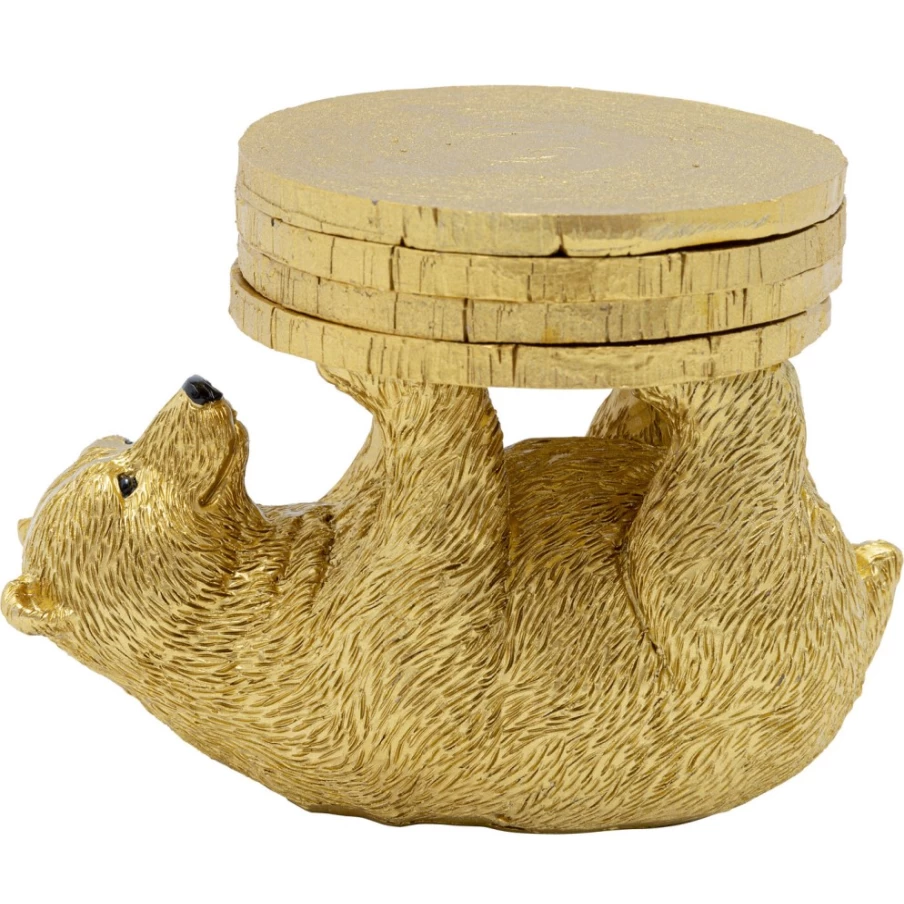 KARE Design Bear Coaster Set - Playful Animal Drink Coasters (4-Piece)