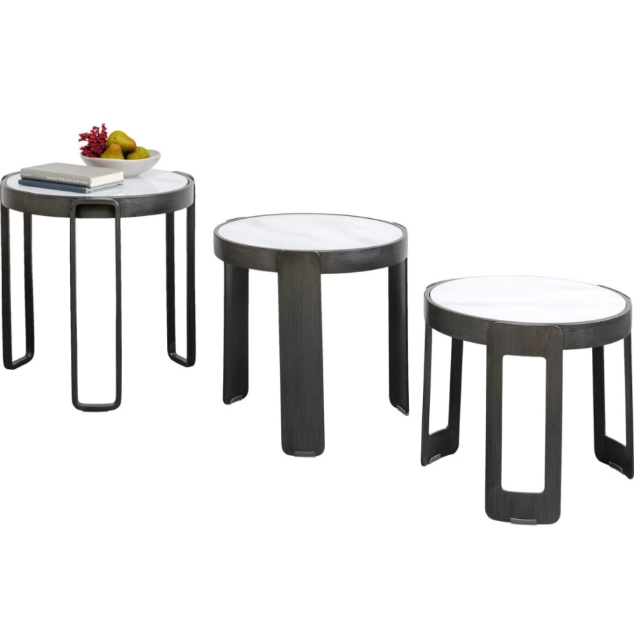 KARE Design Modern Black Perelli Coffee Table Set of 3 - Stylish Living Room Furniture