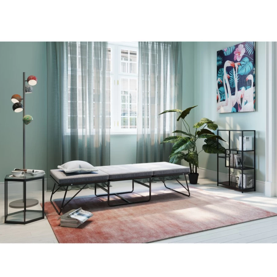 KARE Design Brenda Grey Sleeping Stool with Removable Cover - 76x76cm Modern Footrest Ottoman