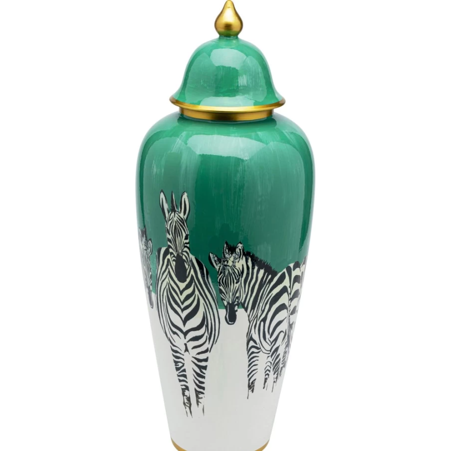 KARE Design Modern Zebra Print Glass Deco Jar - 63 oz Unique Home Decor Storage Container