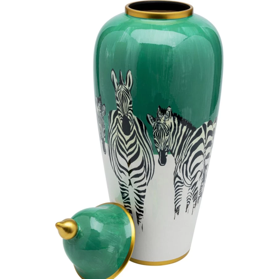 KARE Design Modern Zebra Print Glass Deco Jar - 63 oz Unique Home Decor Storage Container