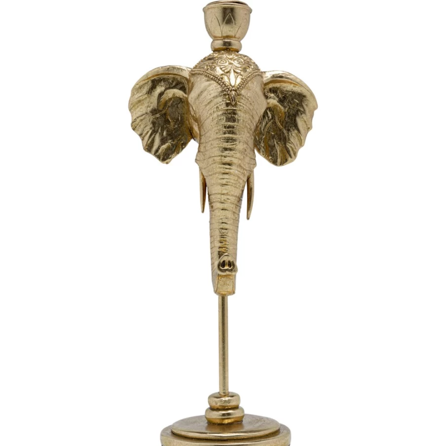 KARE Design Gold Elephant Head Candle Holder - 36cm Decorative Home Accessory
