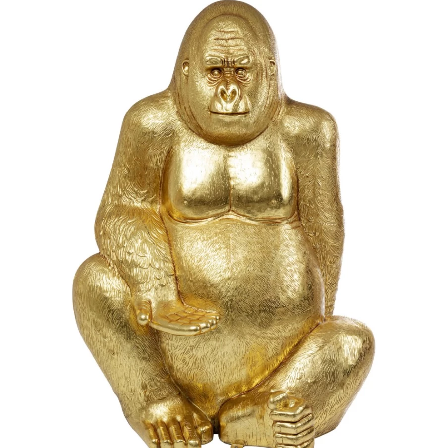KARE Design Modern Gold XL Gorilla Statue - 180cm Tall Decorative Figurine for Home & Garden