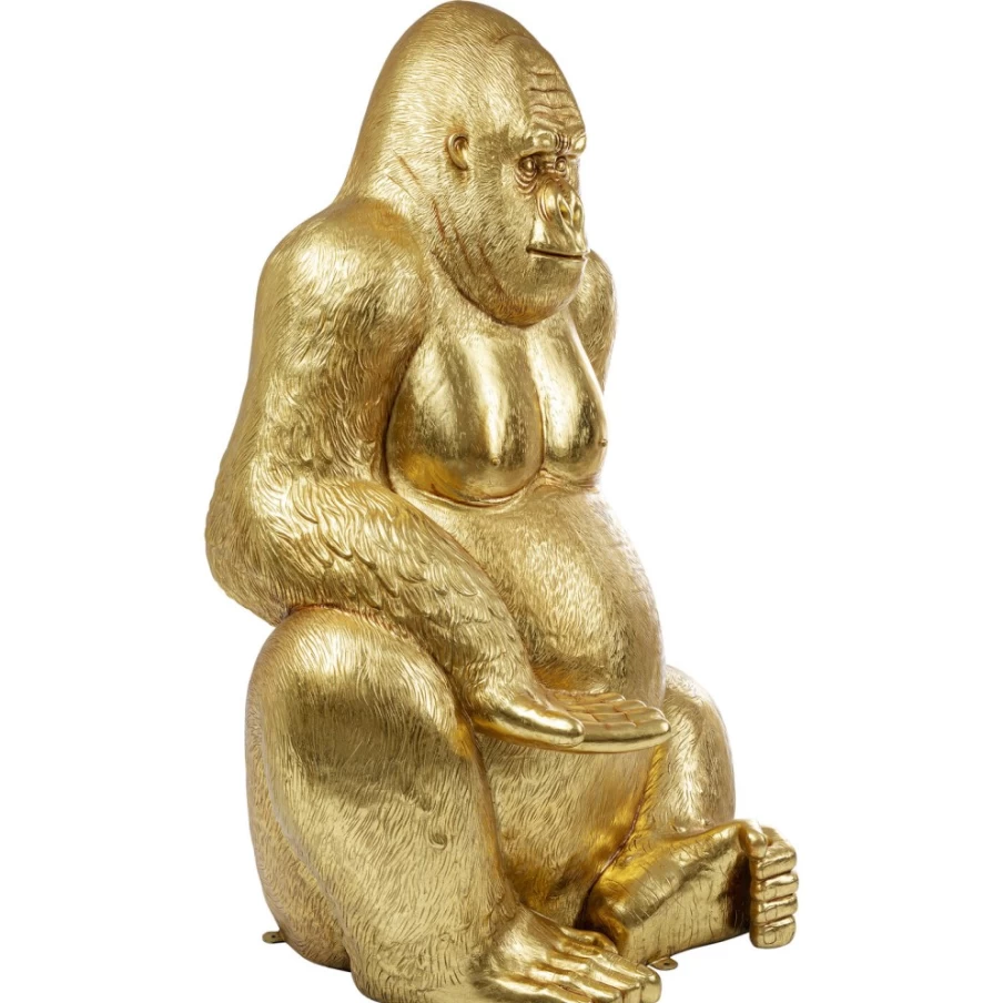 KARE Design Modern Gold XL Gorilla Statue - 180cm Tall Decorative Figurine for Home & Garden
