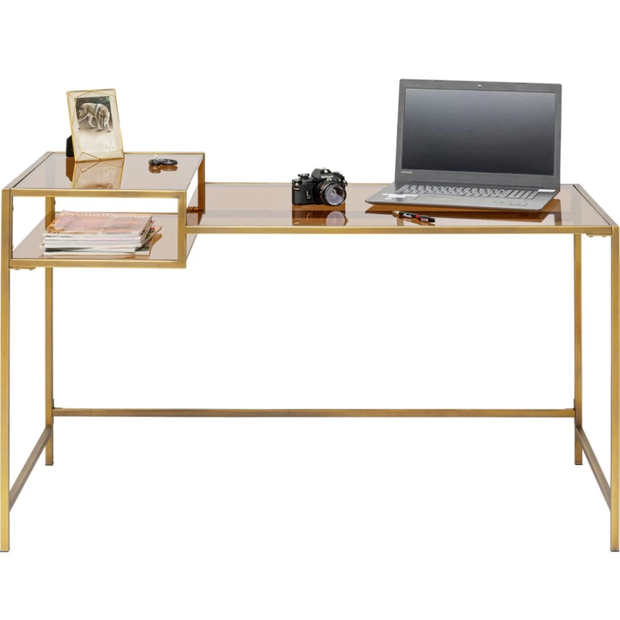 KARE Design Modern Gold Desk Loft 134x60cm - Stylish Writing Table for Home Office