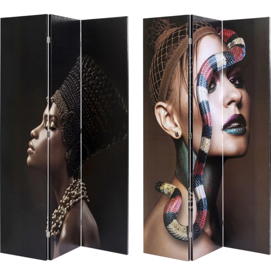 "KARE Design Room Divider - Royal Headdress Vs Snake Girl Art Panel 120x180cm"