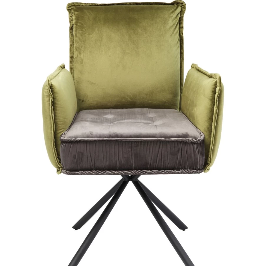 "KARE Design Chelsea Green Swivel Armchair - Modern Rotating Lounge Chair With Armrests"