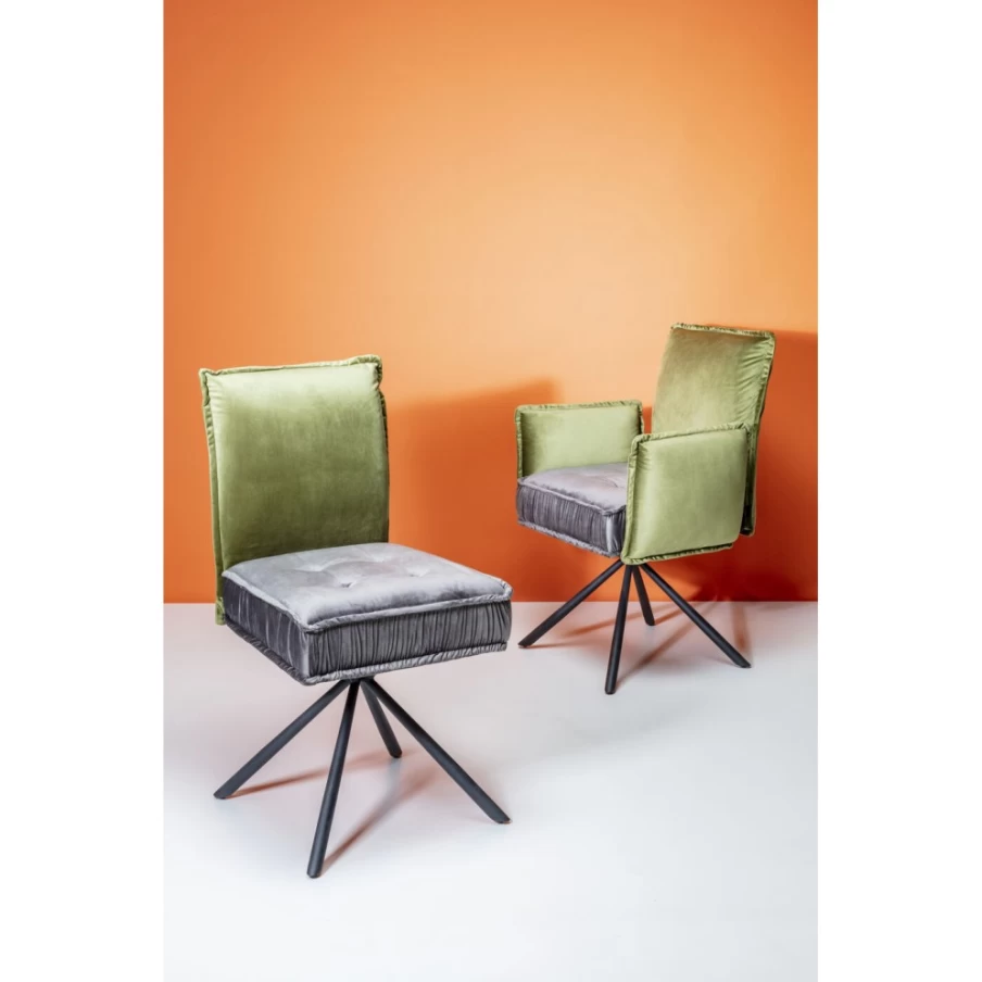 "KARE Design Chelsea Green Swivel Armchair - Modern Rotating Lounge Chair With Armrests"