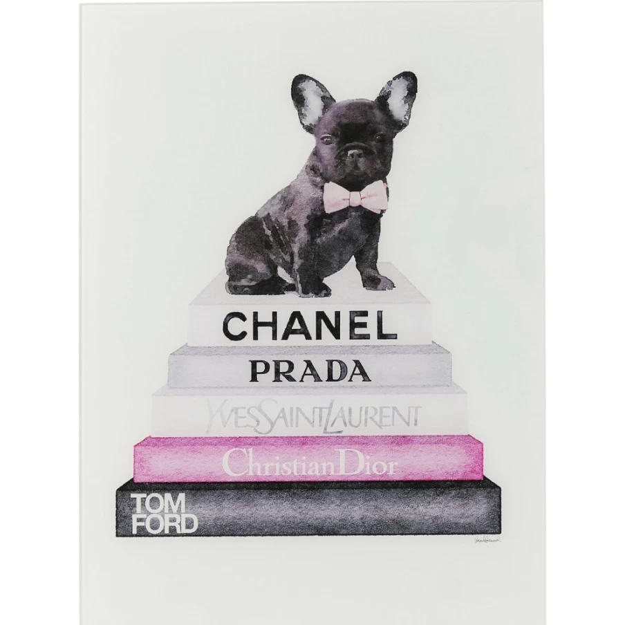 "KARE Design Modern Picture Glass Fashion Dog Wall Art - 60x80cm Stylish Home Decor"