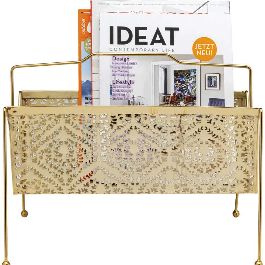KARE Design Gold Small Magazine Holder Basket - Stylish Storage Organizer for Home & Office