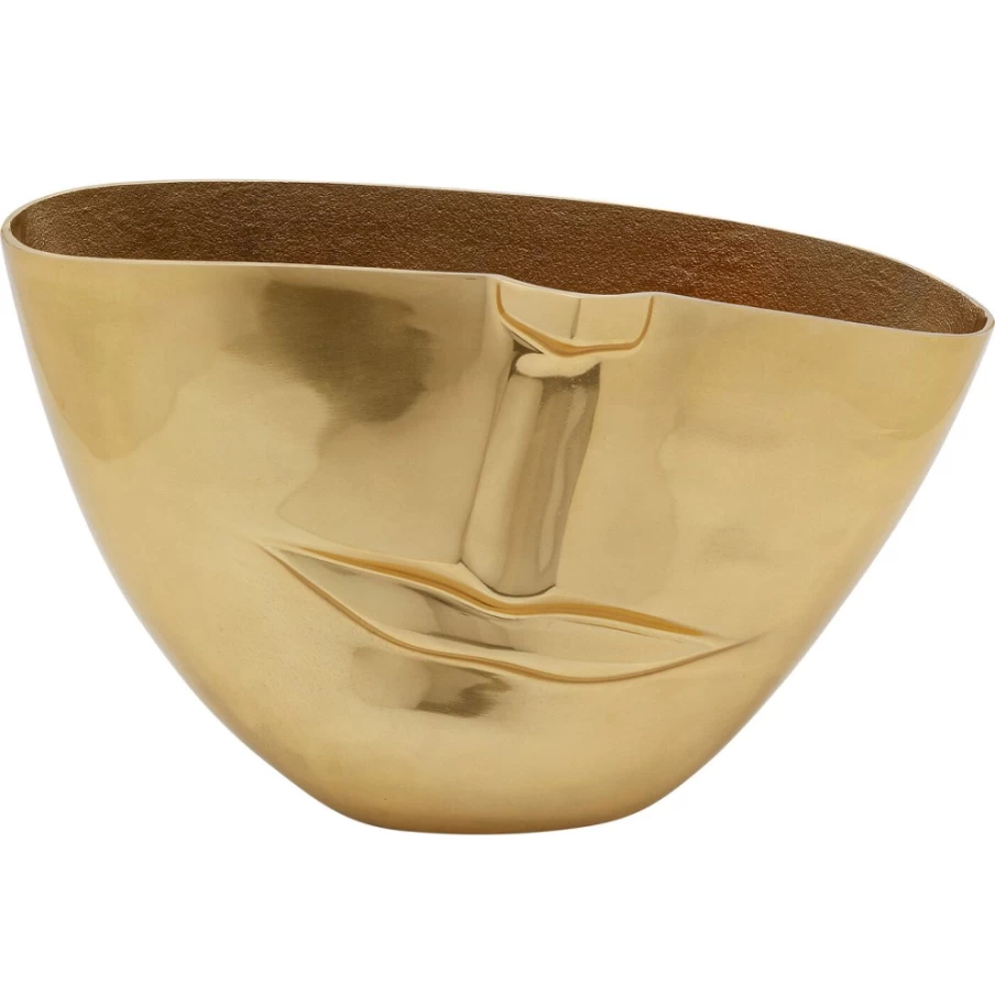 KARE Design Modern Half Face Gold Vase - 46cm Tall Decorative Sculptural Vase for Home Decor