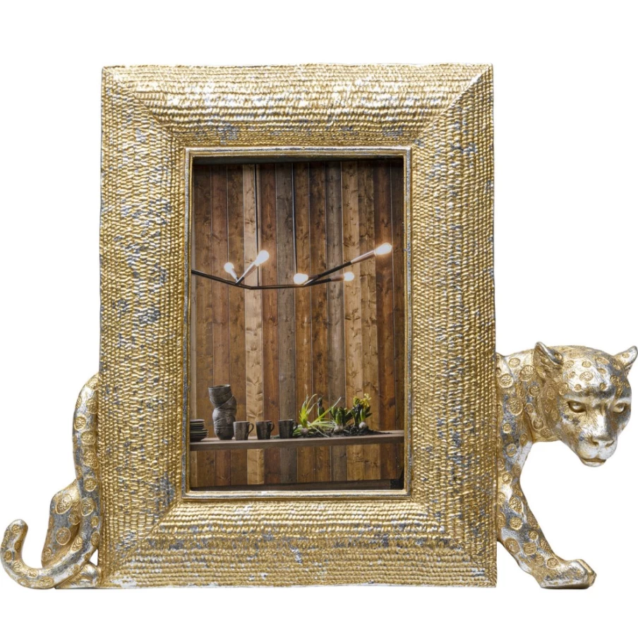 KARE Design Modern Leopard Print Picture Frame 13x18 cm - Stylish Animal Print Photo Frame for Wall or Tabletop Display