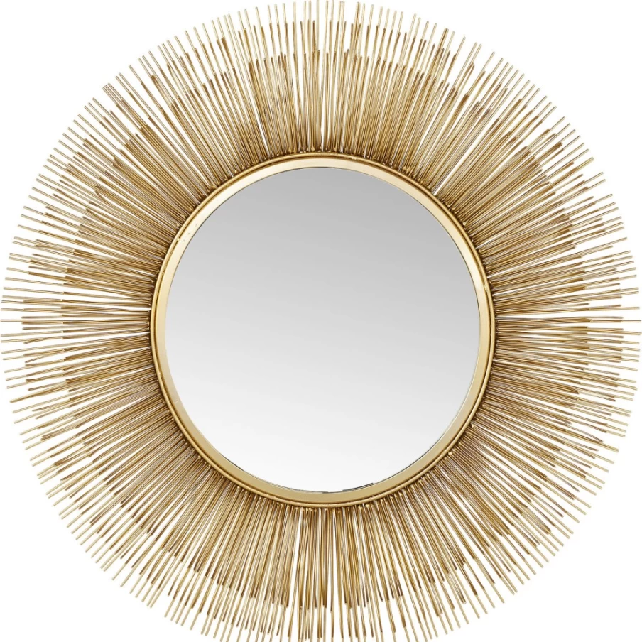 KARE Design Gold Sunburst Mirror - 87cm Round Decorative Wall Mirror
