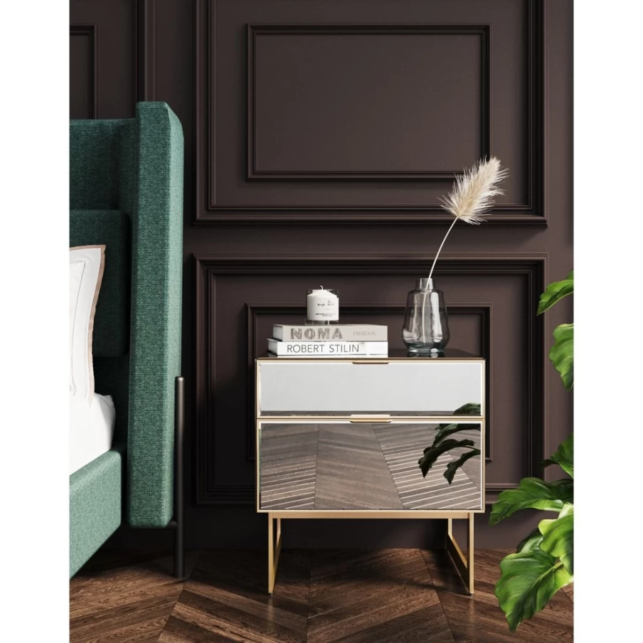 KARE Design Soran Gold Dresser - Compact 49x50cm Small Chest of Drawers for Bedroom