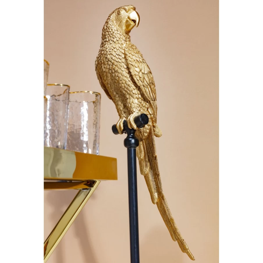 KARE Design Modern Gold Parrot Statue - 116cm Tall Decorative Figurine for Home & Garden