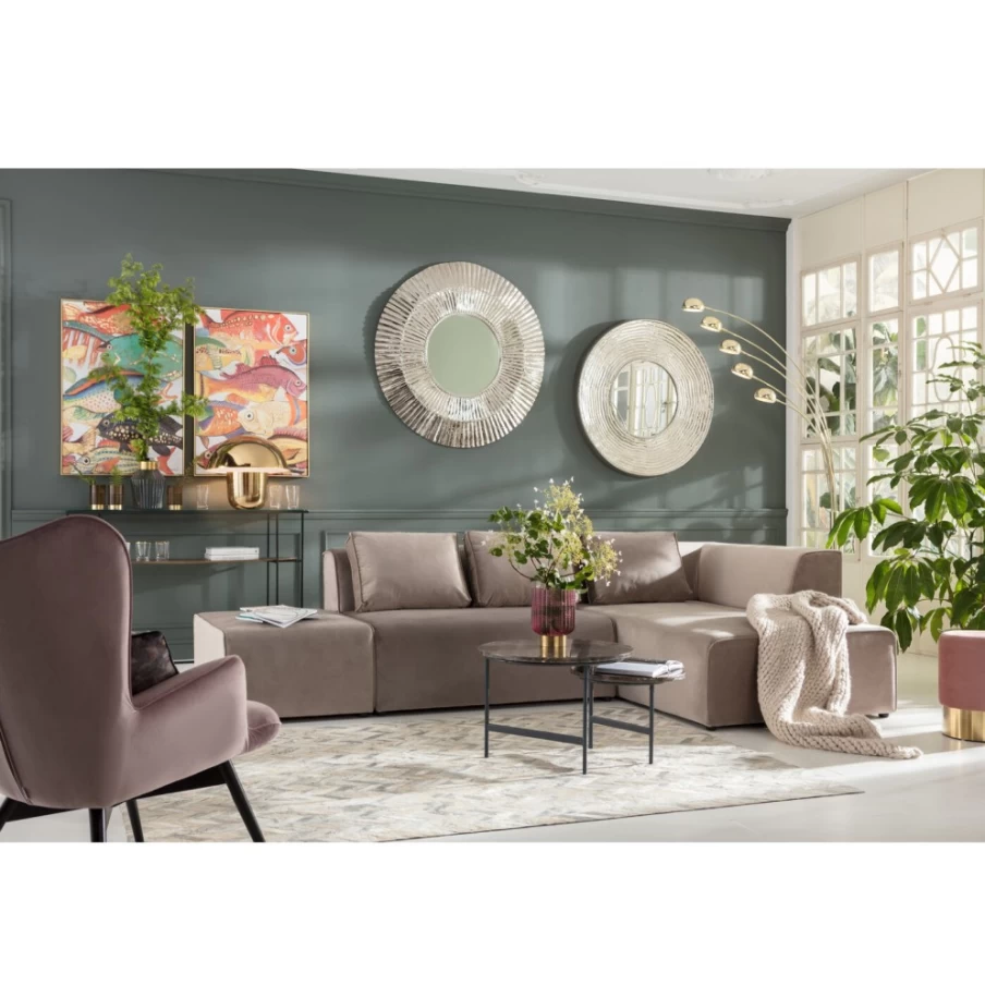 "KARE Design Infinity Velvet Taupe Right Corner Sofa – Luxurious Modern Living Room Furniture"