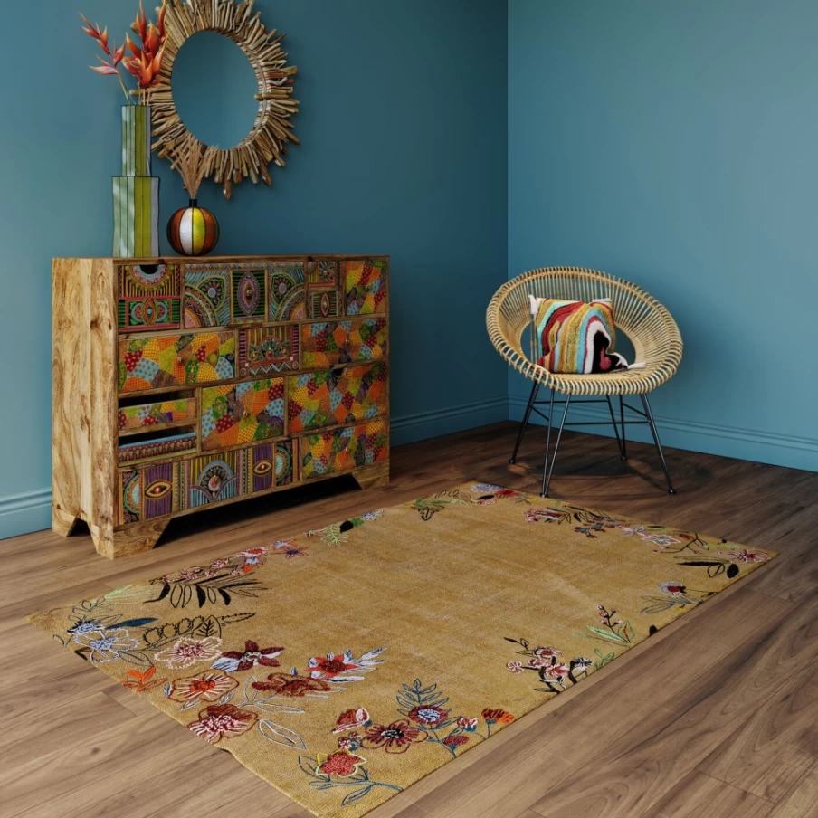 KARE Design Floral Carpet 120x180 cm - Handmade Modern Area Rug for Living Room