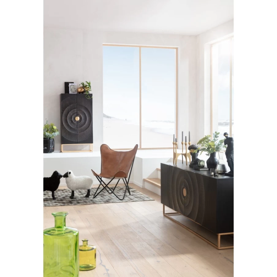 "KARE Design Madeira Dark Sideboard 177x75cm Modern Storage Cabinet"