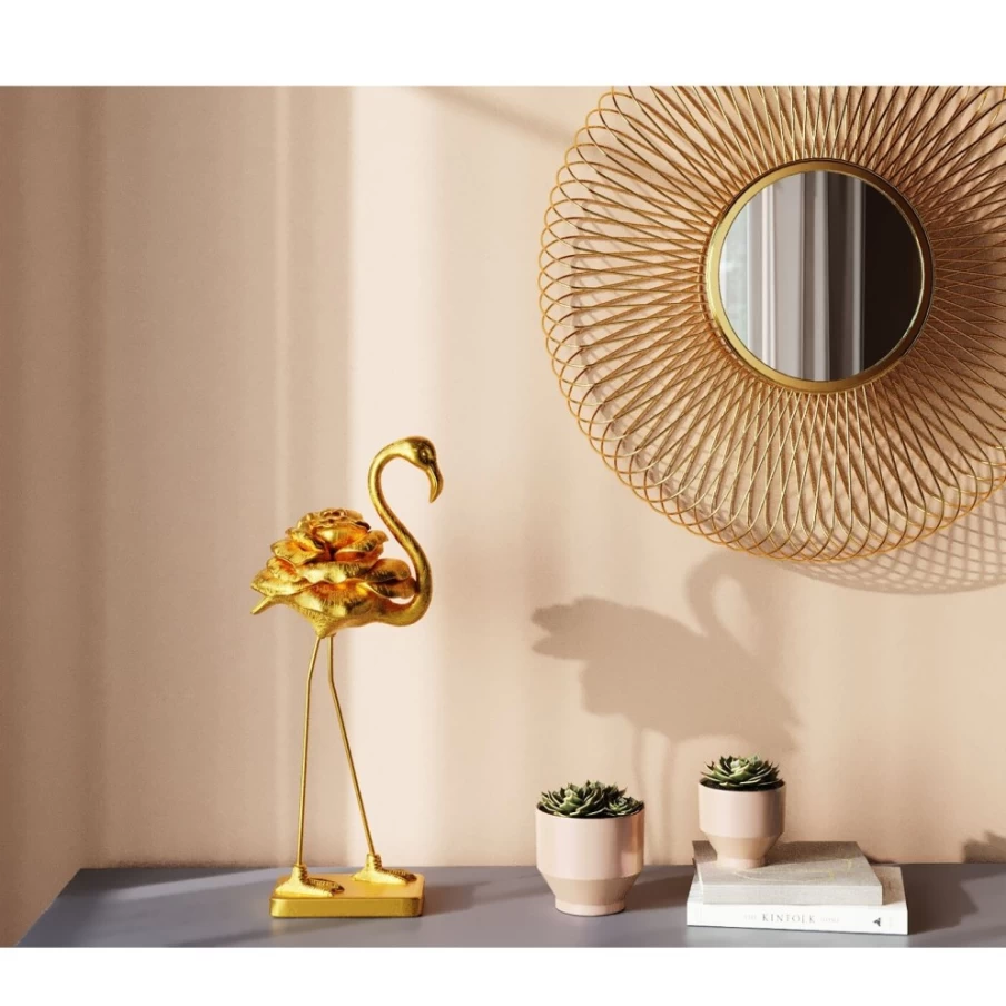 KARE Design Gold Rose Flamingo Decorative Figurine - 63cm Tall Modern Home Decor Statue