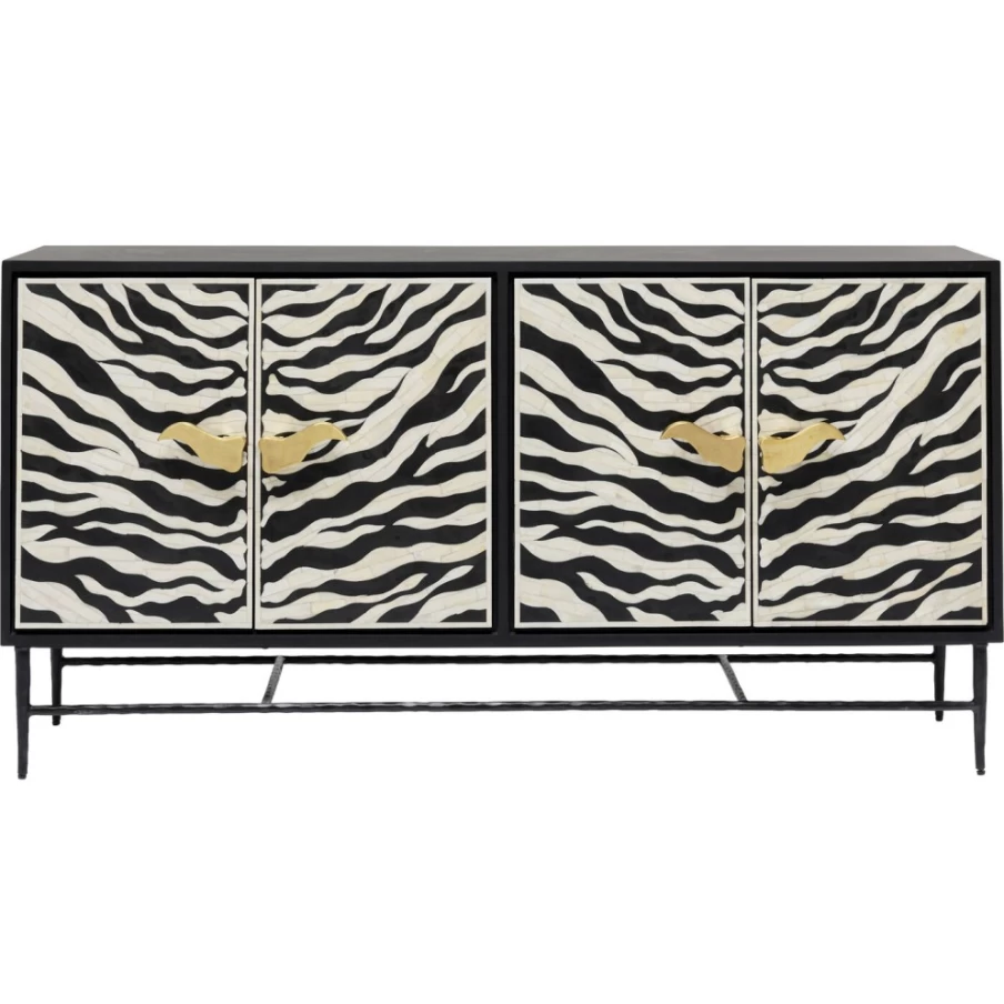 "KARE Design Modern Zebra Print Sideboard 160x80cm - Stylish Storage Cabinet for Living Room"