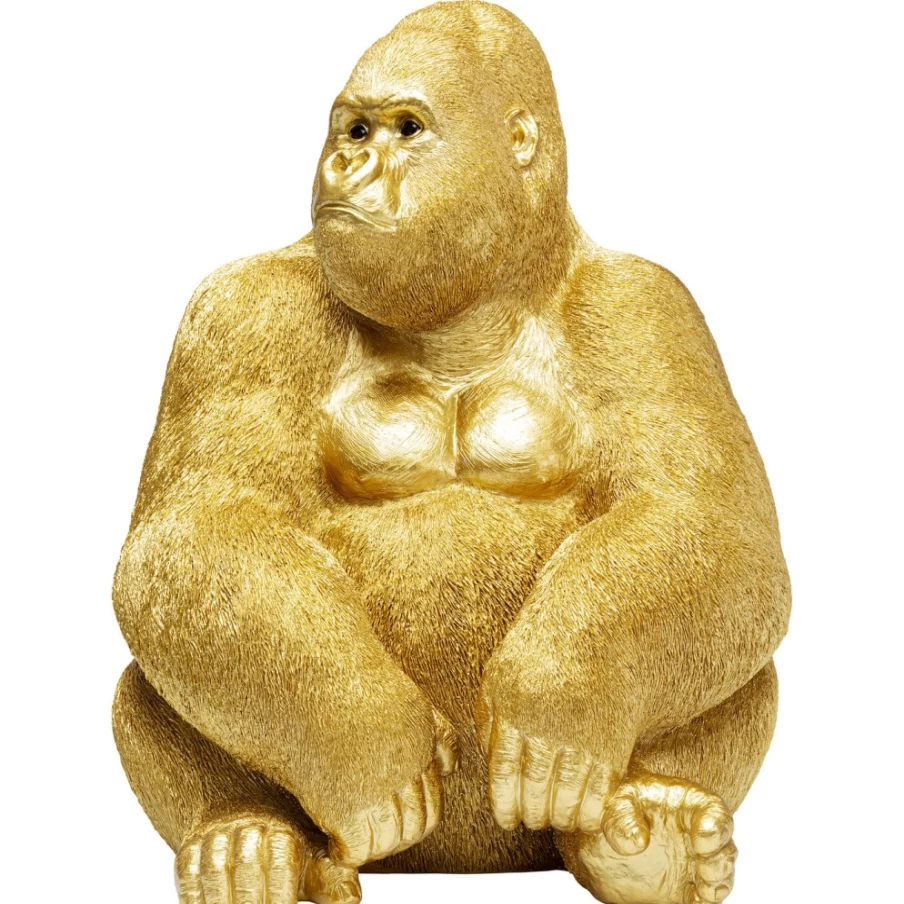 KARE Design XL Gold Gorilla Monkey Decorative Figurine - 76cm Modern Home Statue