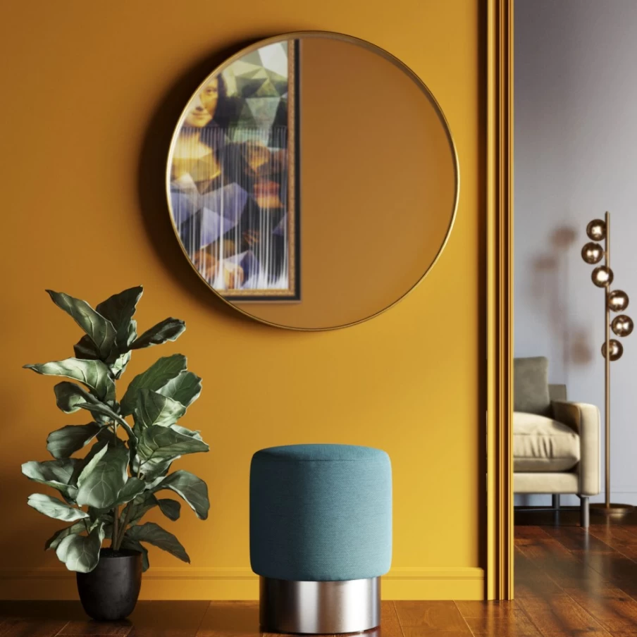 KARE Design Modern Cherry Stool with Blue and Silver Finish - 35cm Height