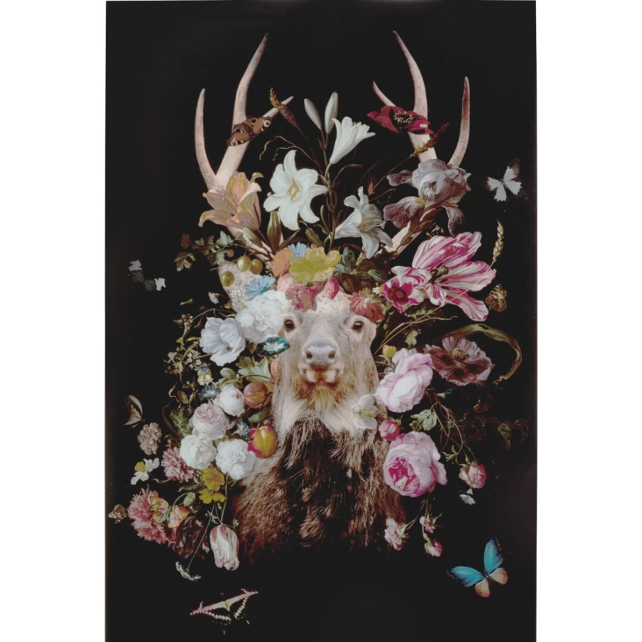 "KARE Design Modern Glass Deer Art Panel for Garden - 80x120 cm Outdoor Wall Decoration"