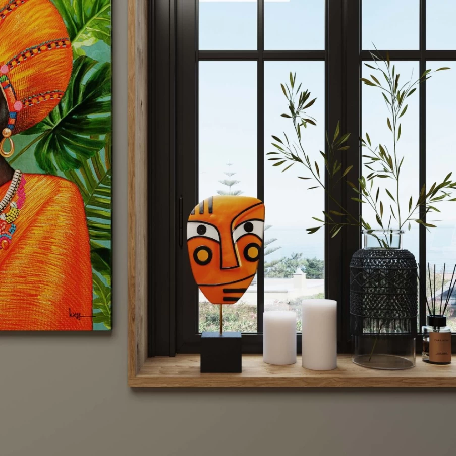 KARE Design Modern Orange Face Wall Art Deco Object 50cm Home Decor