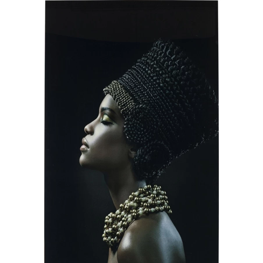 "KARE Design Royal Headdress Picture Glass Wall Art - 100x150cm Elegant Profile Decor"