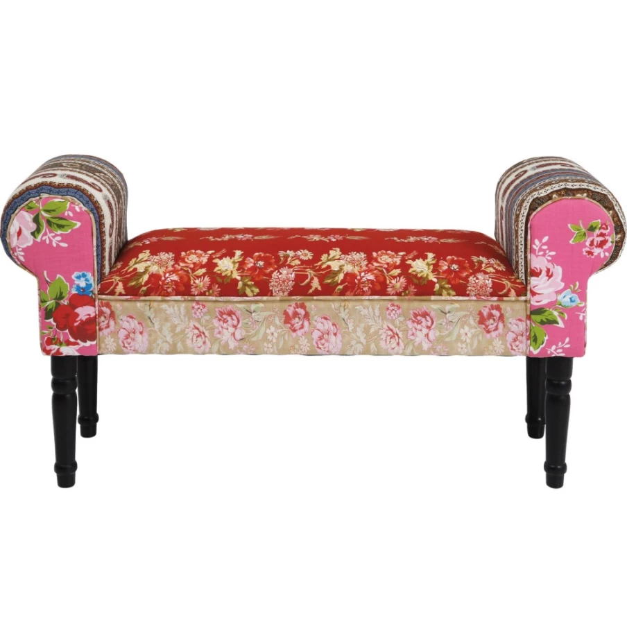 KARE Design Modern Bench with Wing Patchwork Upholstery in Red - Contemporary Furniture