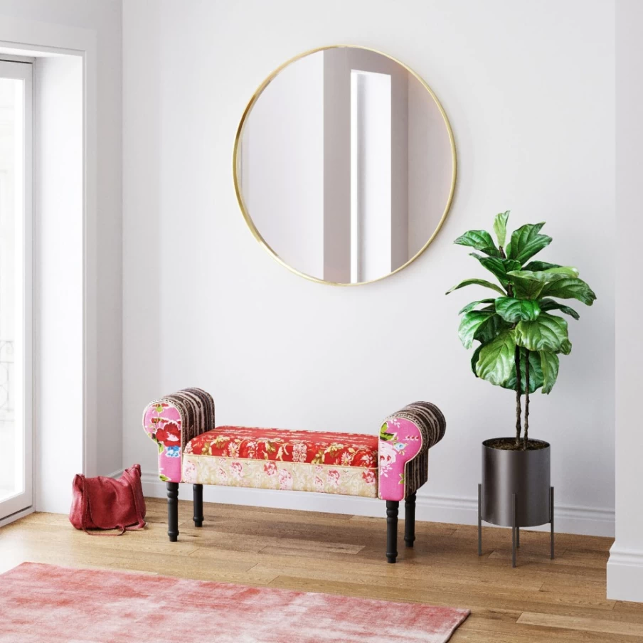 KARE Design Modern Bench with Wing Patchwork Upholstery in Red - Contemporary Furniture